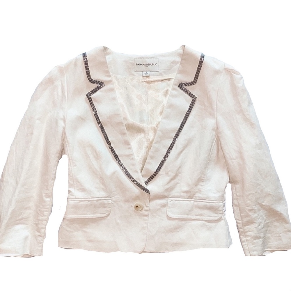Banana Republic Ivory Beaded Work Blazer